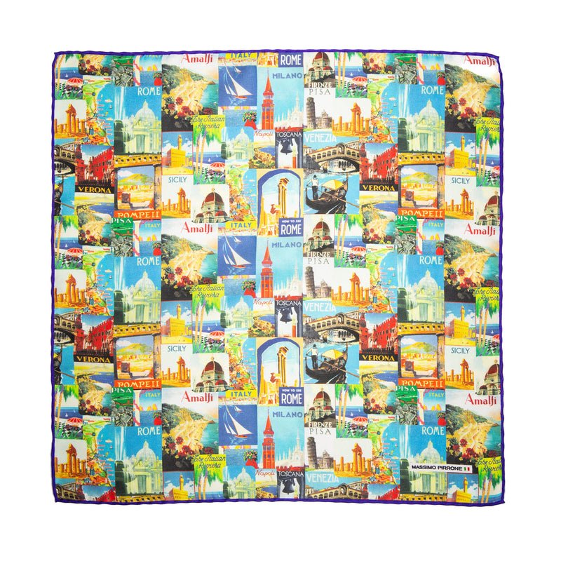 Silk Pocket Square Italian cities