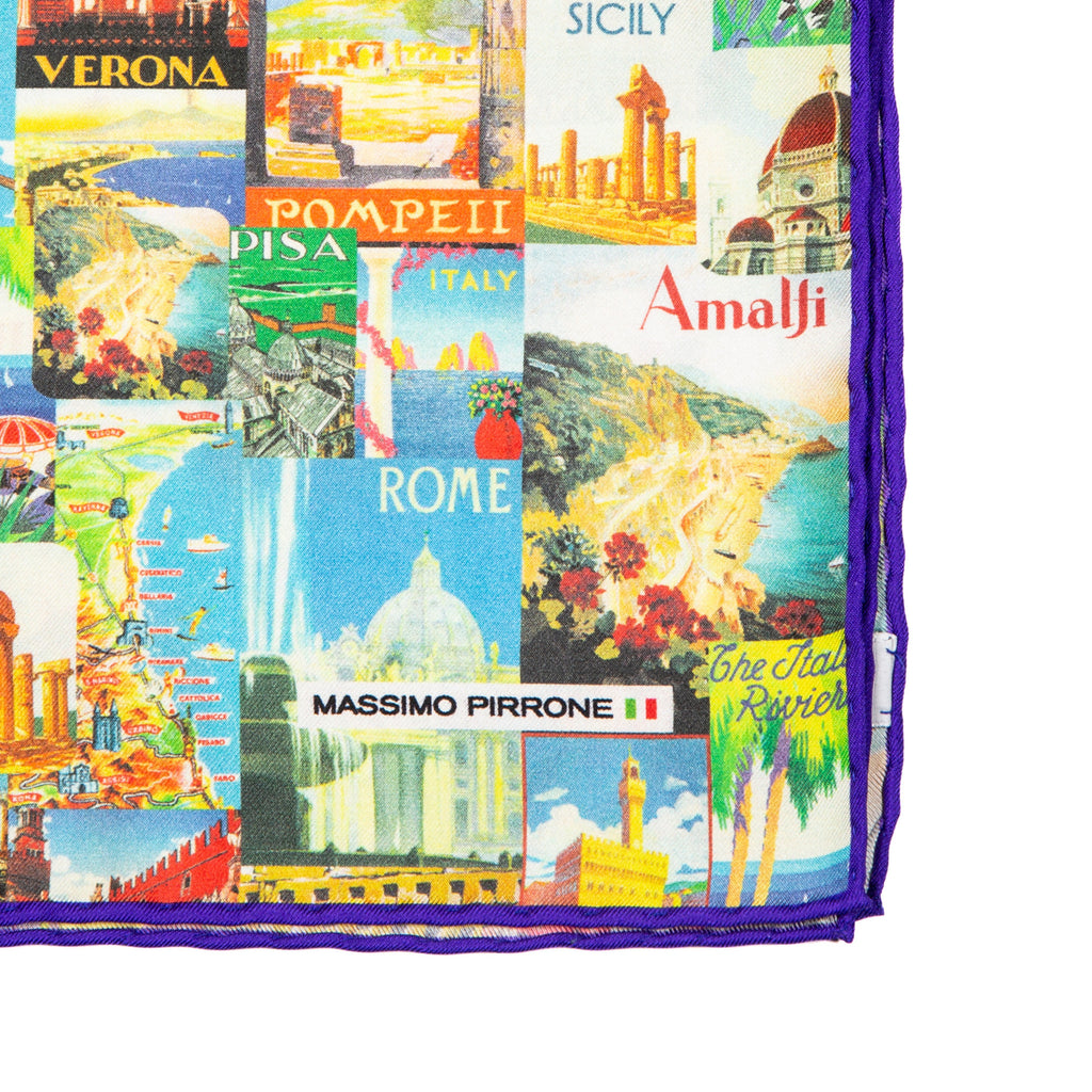 Silk Pocket Square Italian cities