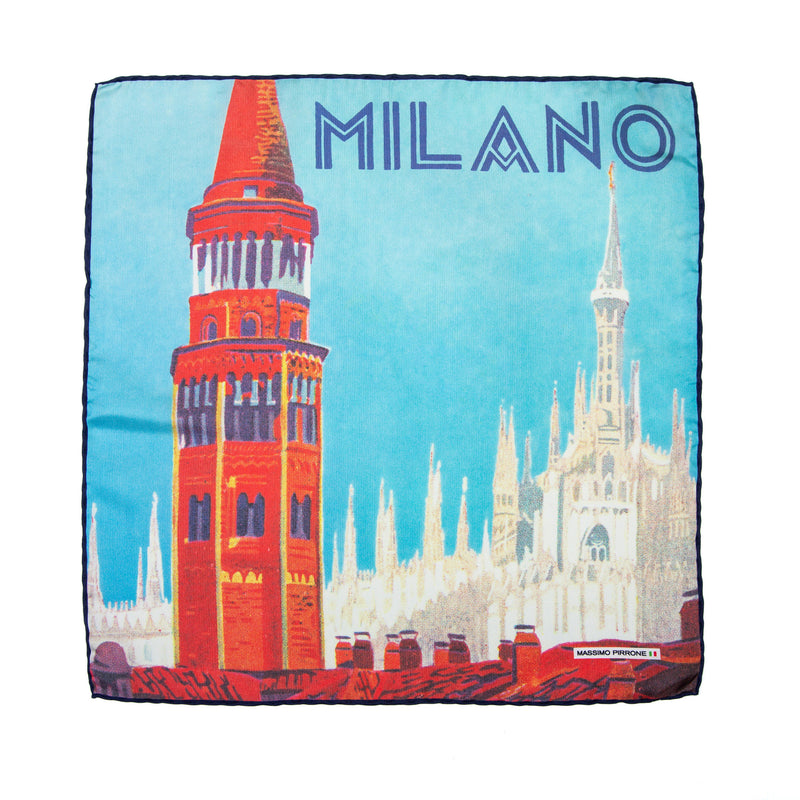 Silk Pocket Square Milano  hand  stitched edges
