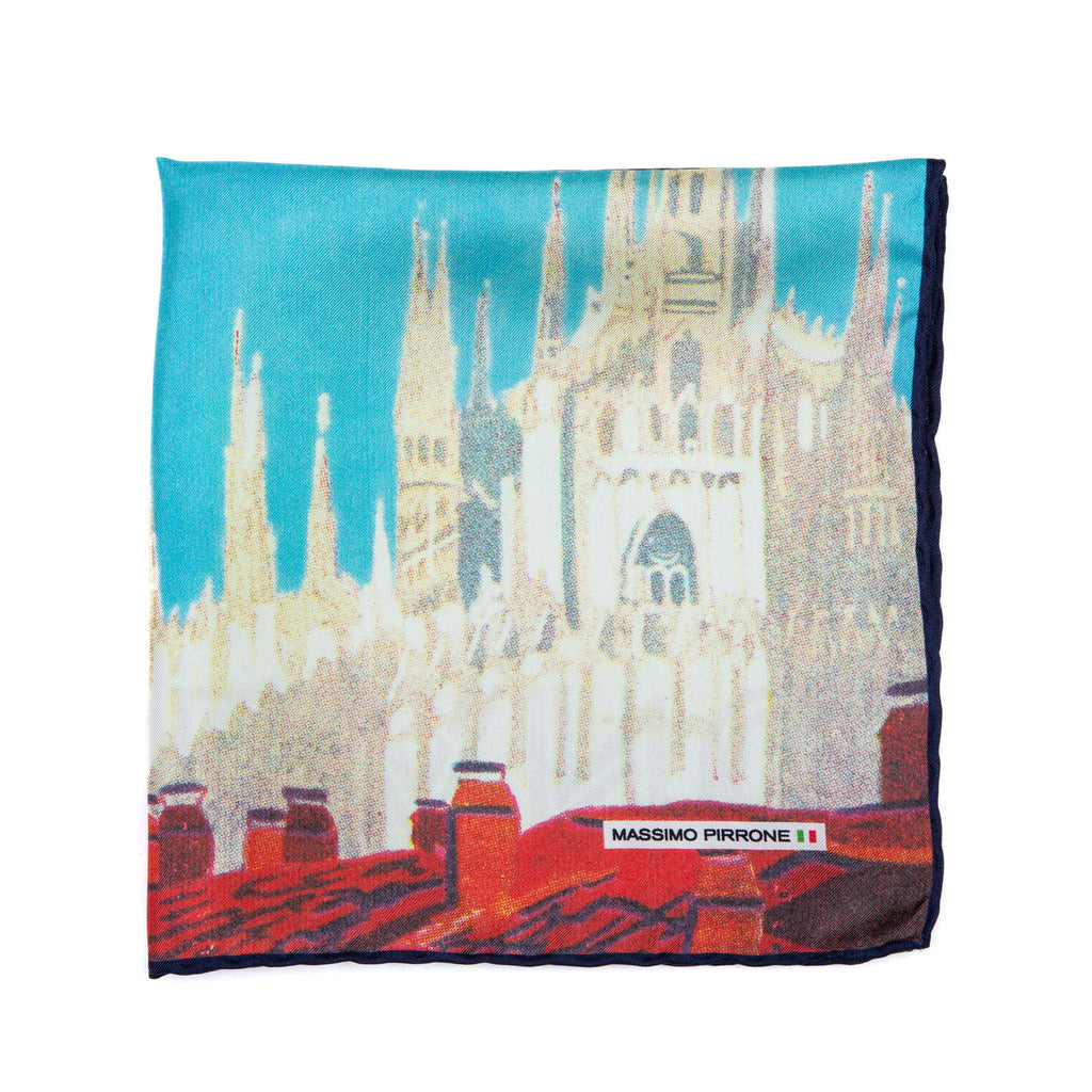 Silk Pocket Square Milano  hand  stitched edges
