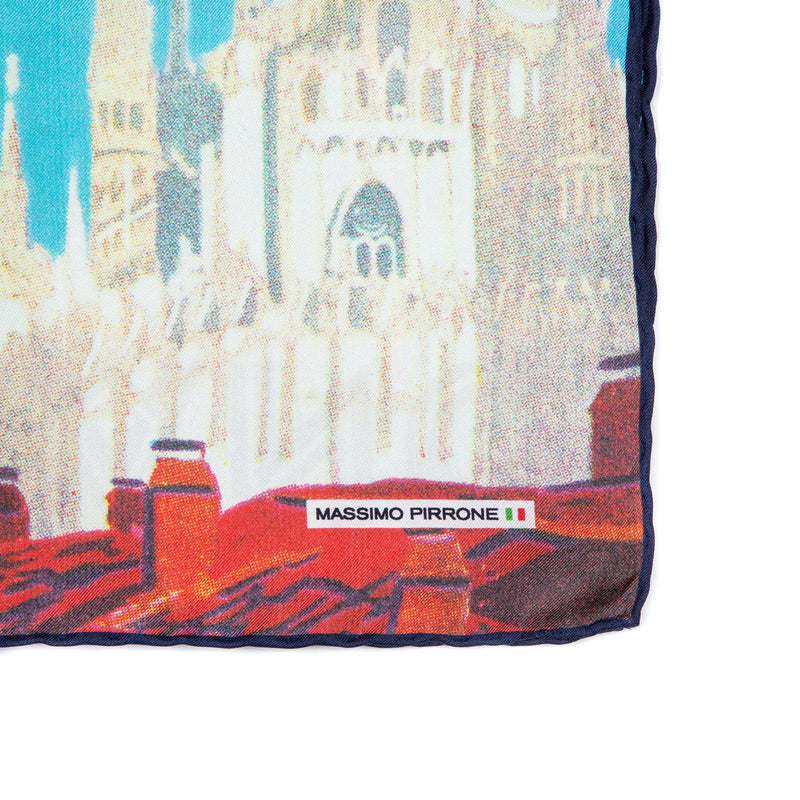 Silk Pocket Square Milano  hand  stitched edges