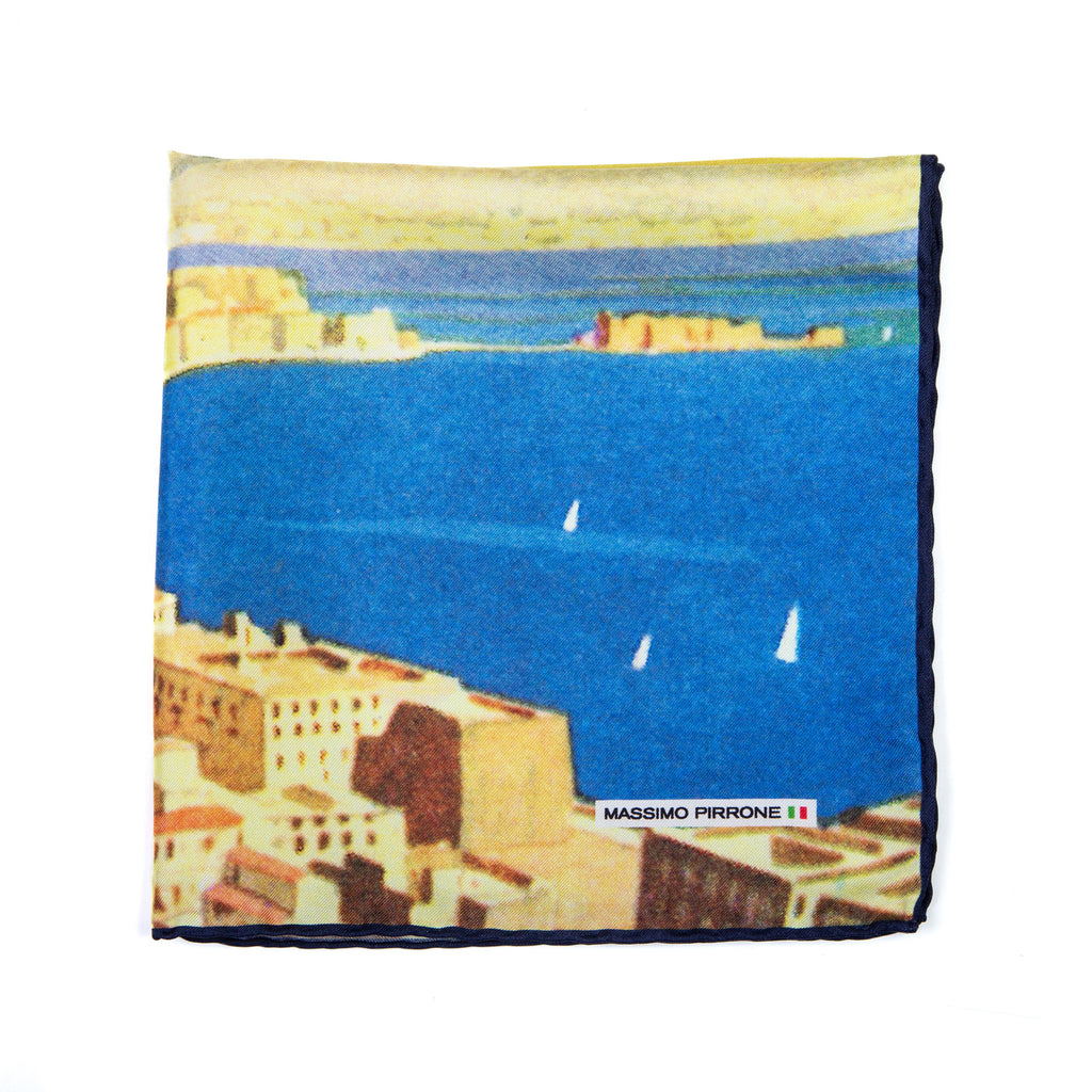 Silk Pocket Square bella  Napoli  hand  stitched edges