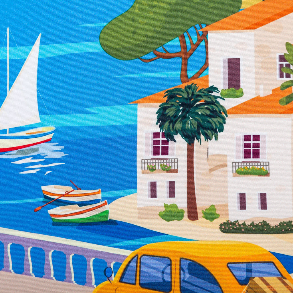 Silk Pocket Square Riviera Ligure  hand  stitched edges