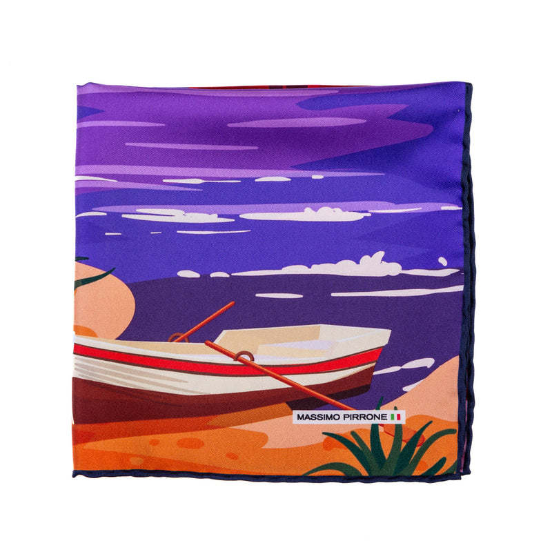 Silk Pocket Square Napoli  hand  stitched edges