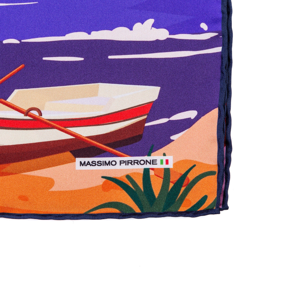 Silk Pocket Square Napoli  hand  stitched edges