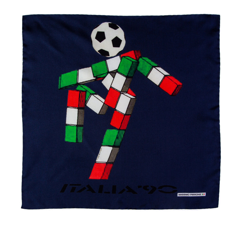 Silk Pocket Square  CIAO ITALIA 90 hand  stitched edges