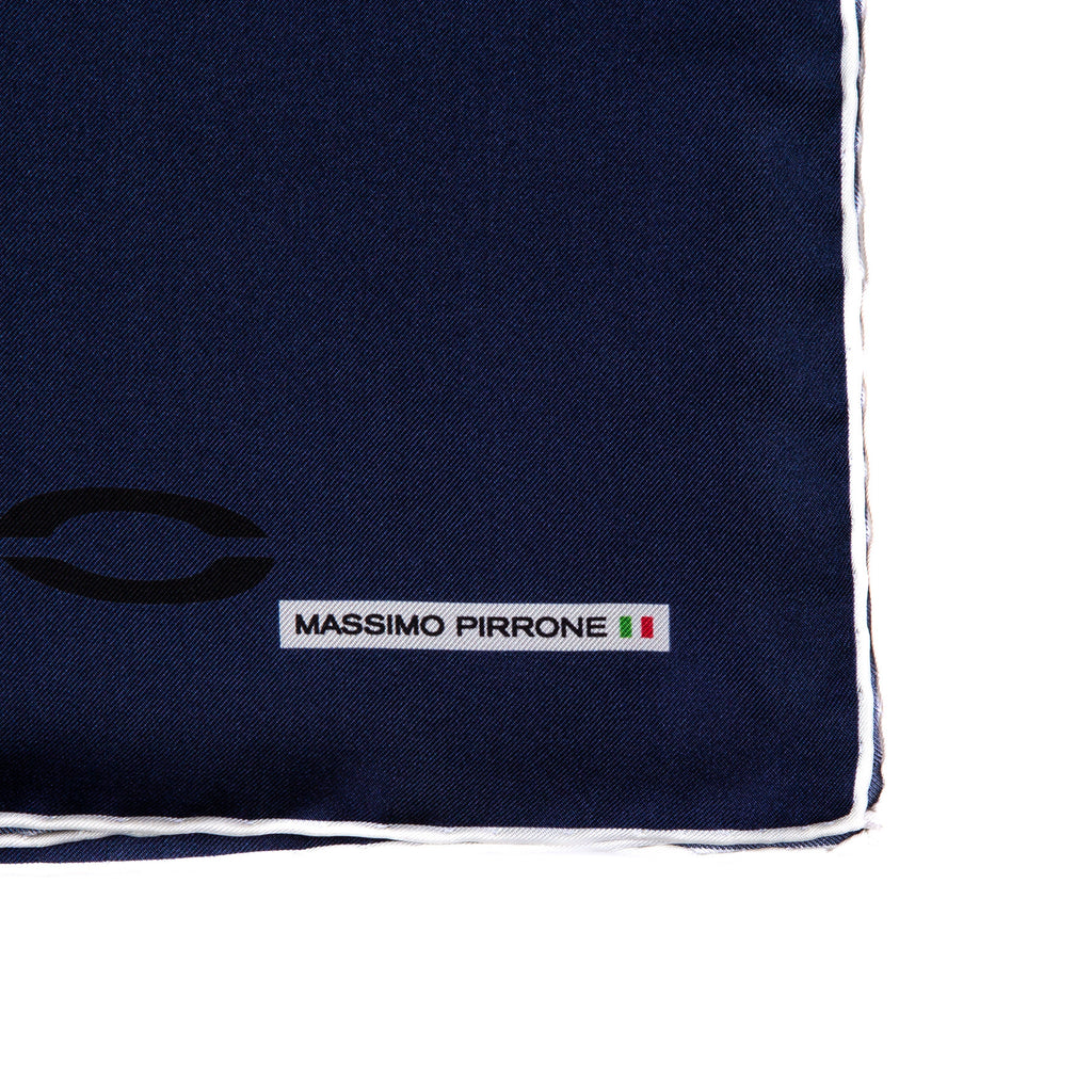 Silk Pocket Square  CIAO ITALIA 90 hand  stitched edges