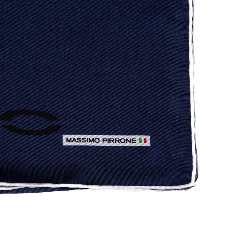 Silk Pocket Square  CIAO ITALIA 90 hand  stitched edges