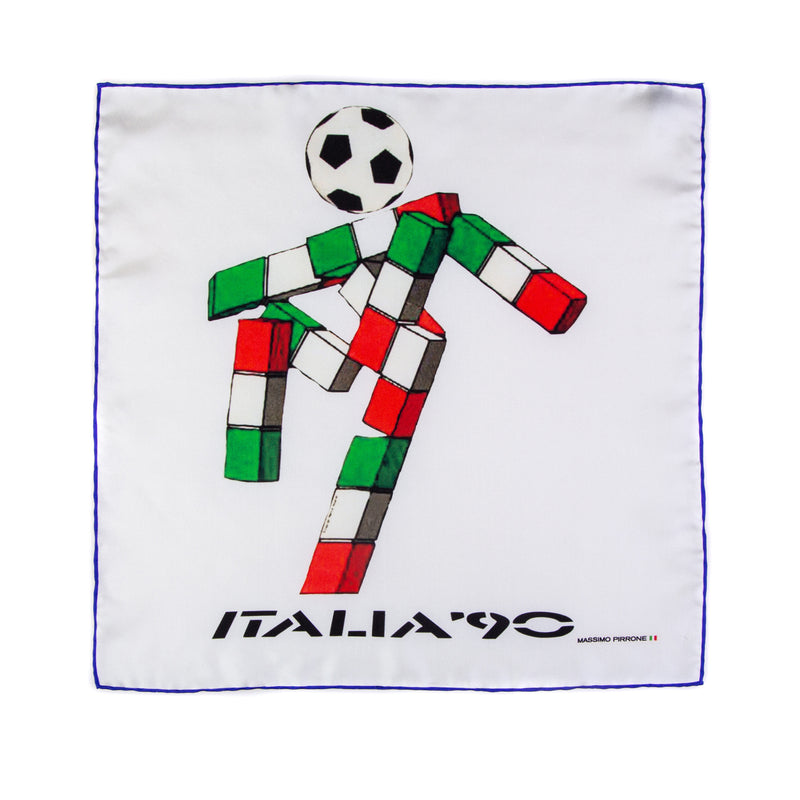 Silk Pocket Square  CIAO ITALIA 90 hand  stitched edges
