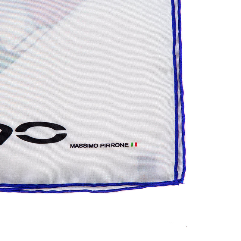 Silk Pocket Square  CIAO ITALIA 90 hand  stitched edges