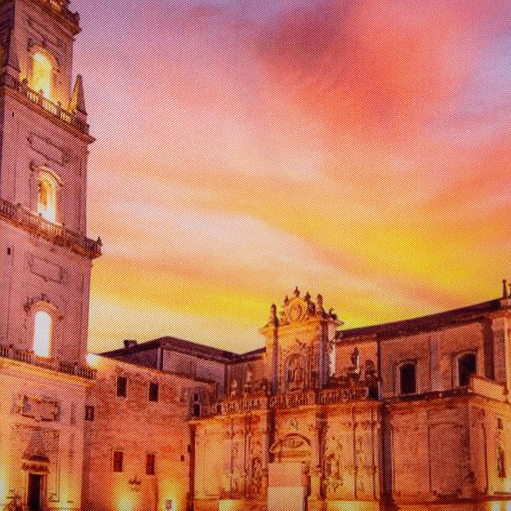 Silk Pocket Square IL DUOMO di Lecce  hand  stitched edges
