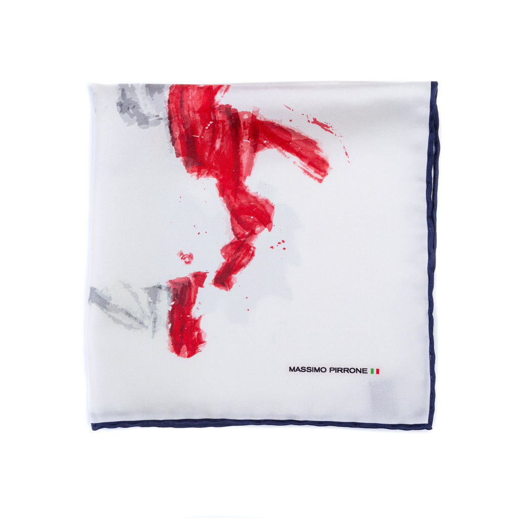 Silk Pocket Square Italia  hand  stitched edges