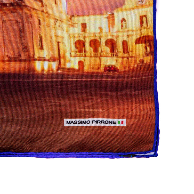 Silk Pocket Square IL DUOMO di Lecce  hand  stitched edges