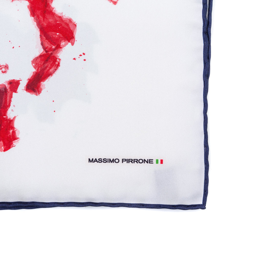 Silk Pocket Square Italia  hand  stitched edges