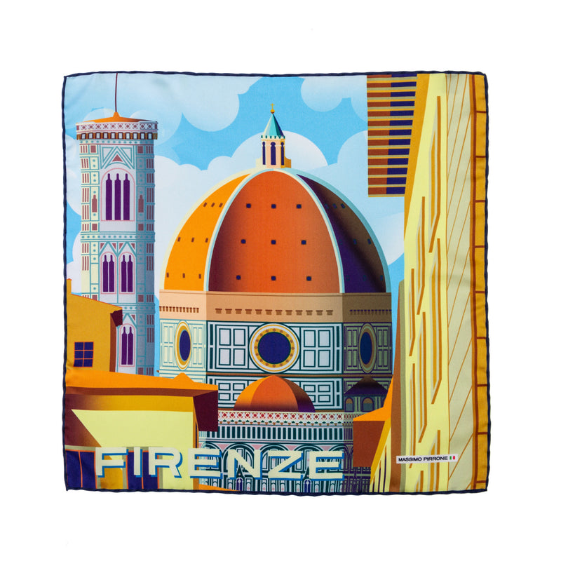 Silk Pocket Square Firenze  hand  stitched edges