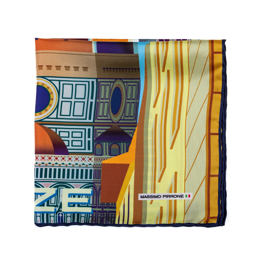 Silk Pocket Square Firenze  hand  stitched edges