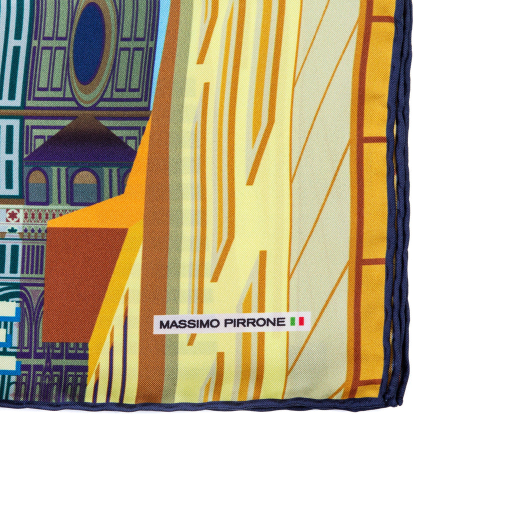 Silk Pocket Square Firenze  hand  stitched edges