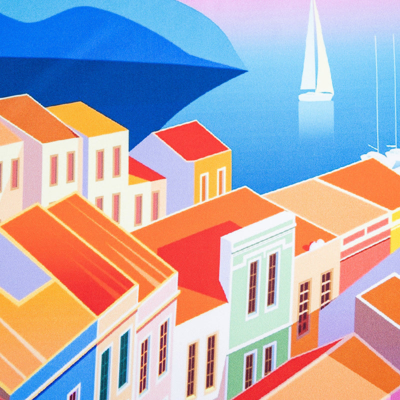 Silk Pocket Square Porto Venere  hand  stitched edges