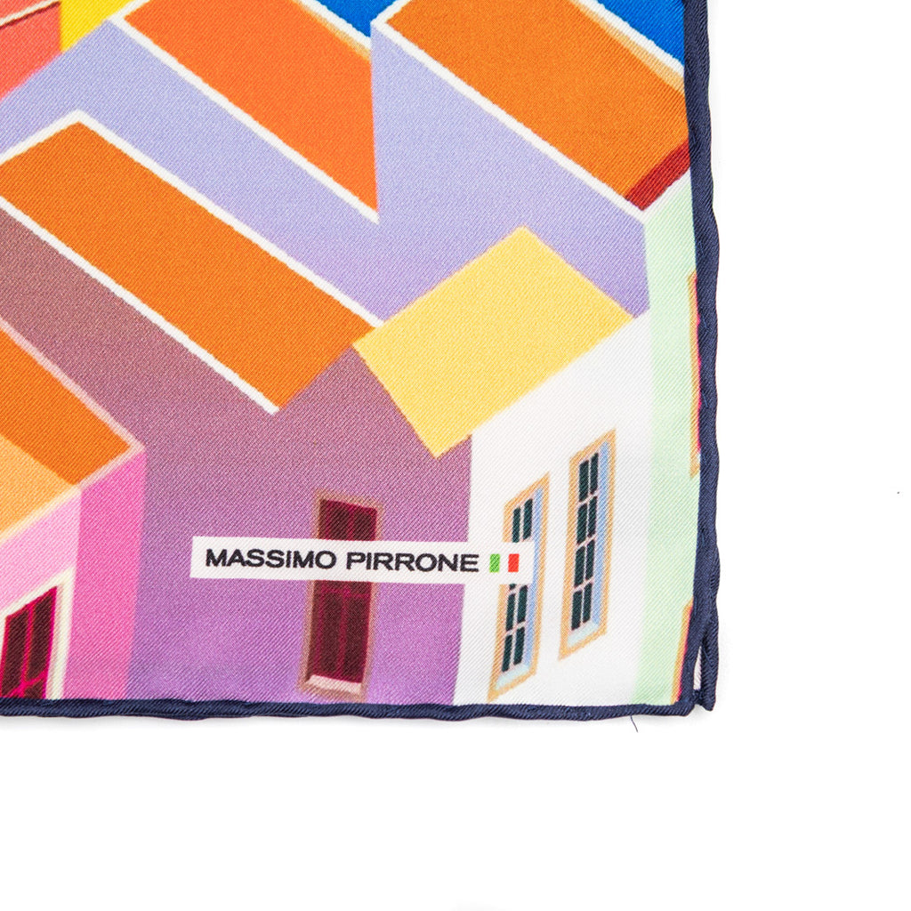 Silk Pocket Square Porto Venere  hand  stitched edges