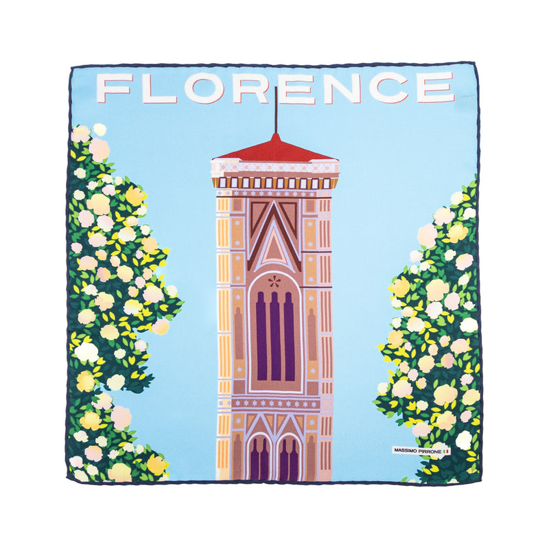 Silk Pocket Square Firenze  hand  stitched edges