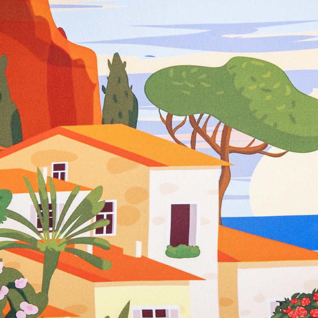 Silk Pocket Square Costiera Amalfi  hand  stitched edges
