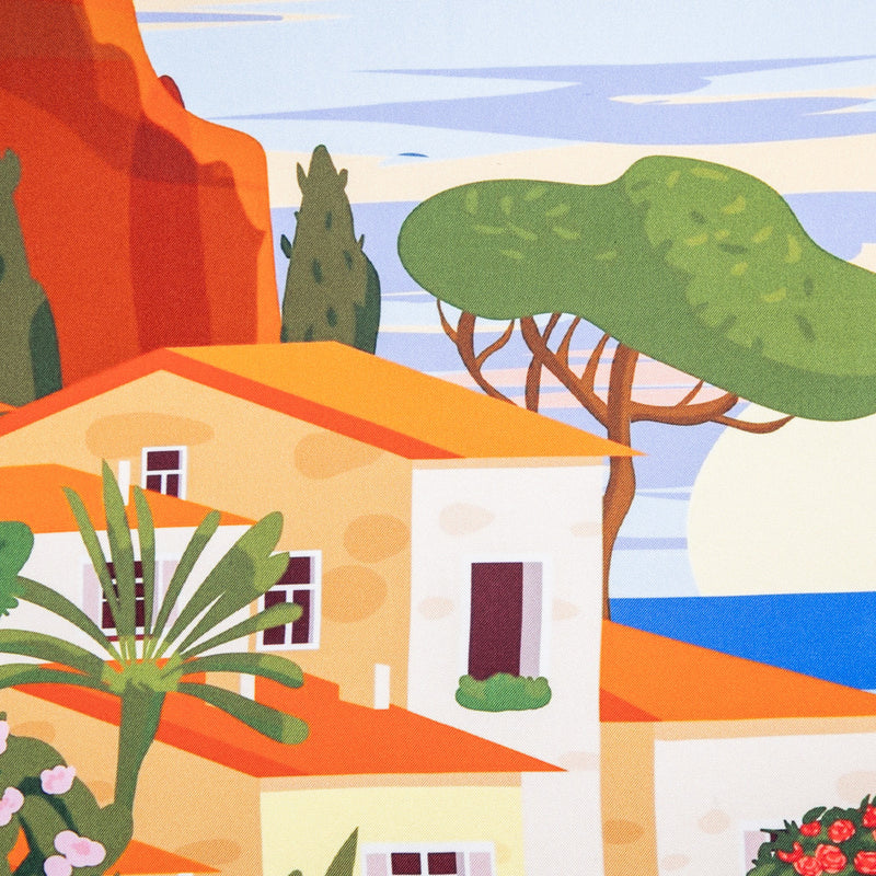 Silk Pocket Square Costiera Amalfi  hand  stitched edges