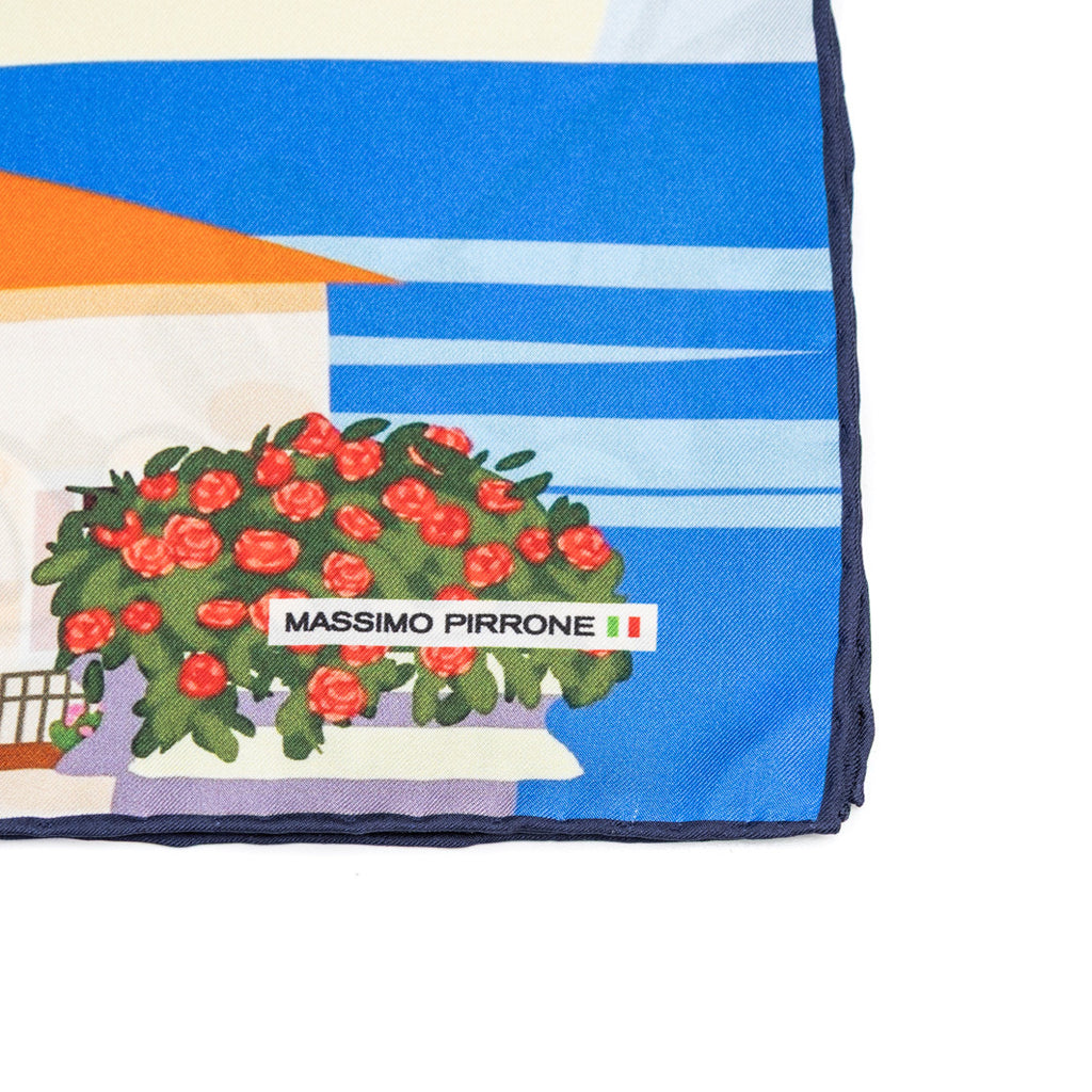 Silk Pocket Square Costiera Amalfi  hand  stitched edges