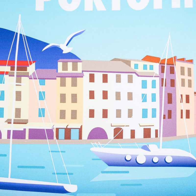 Silk Pocket Square Portofino lungomare  hand  stitched edges