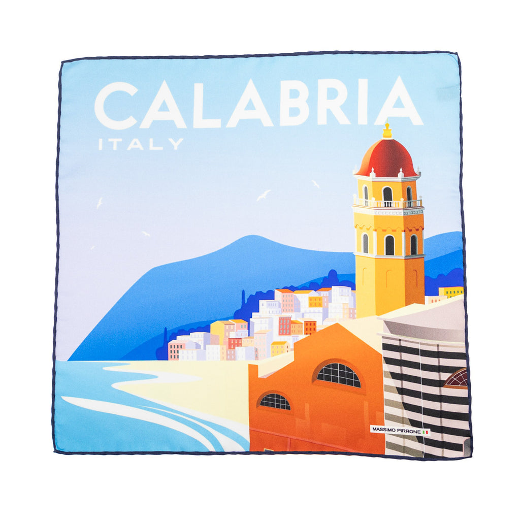 Silk Pocket Square Calabrisella  hand  stitched edges