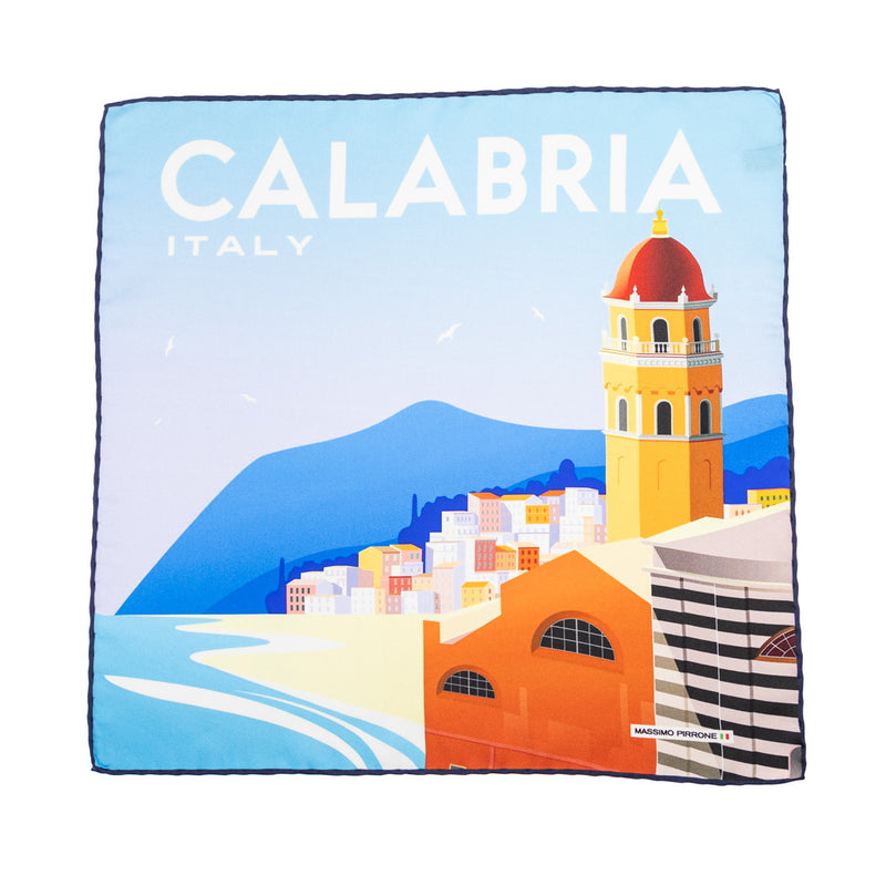 Silk Pocket Square Calabrisella  hand  stitched edges