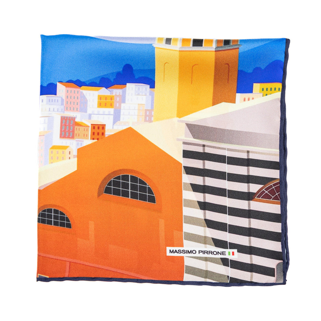 Silk Pocket Square Calabrisella  hand  stitched edges