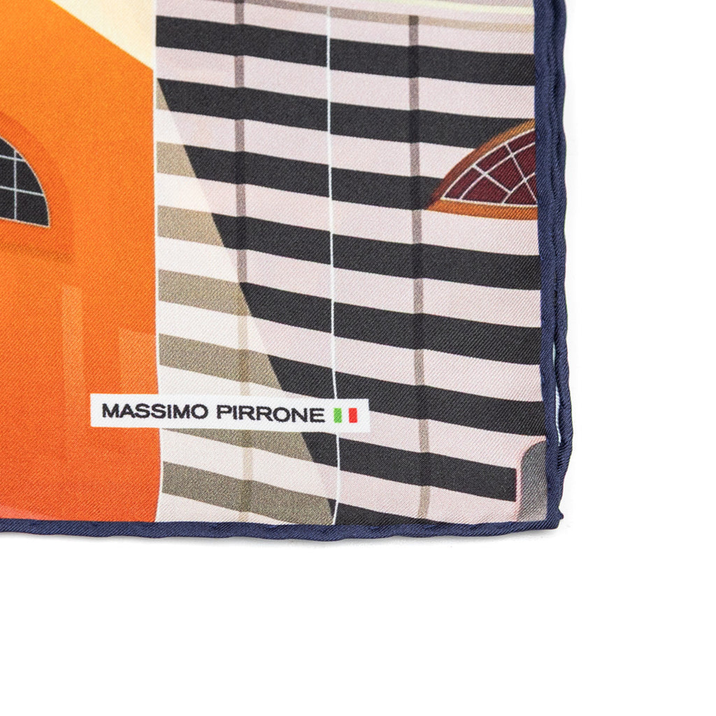 Silk Pocket Square Calabrisella  hand  stitched edges
