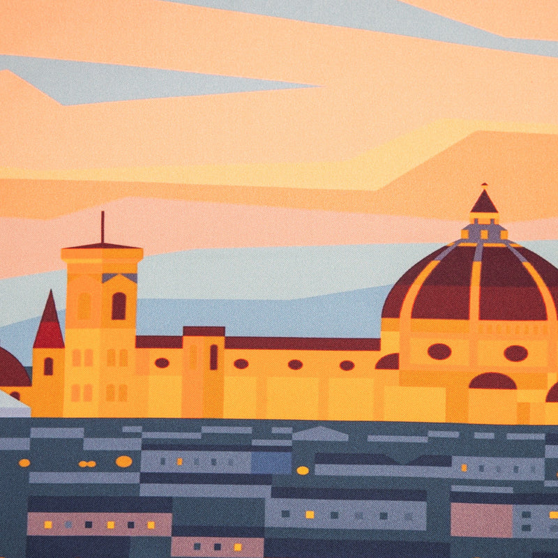 Silk Pocket Square tramonto Firenze  hand  stitched edges