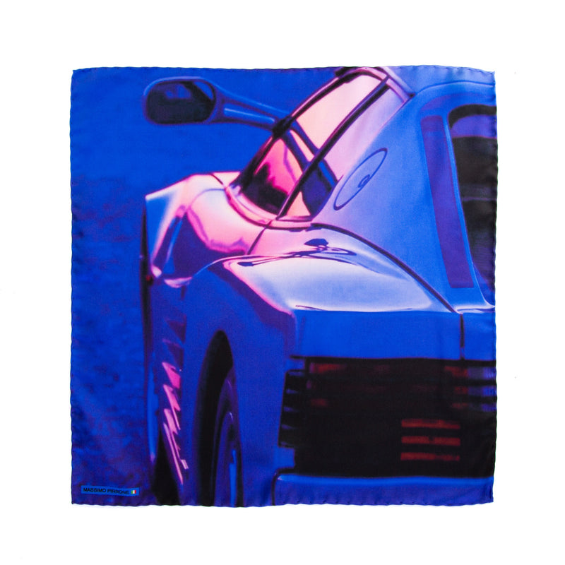 Silk Pocket Square Testarossa  hand  stitched edges