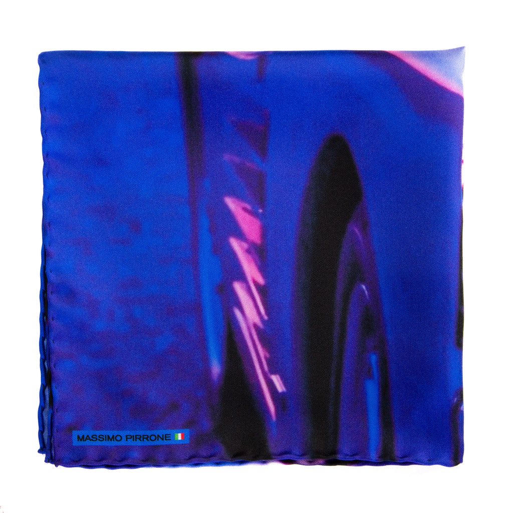 Silk Pocket Square Testarossa  hand  stitched edges