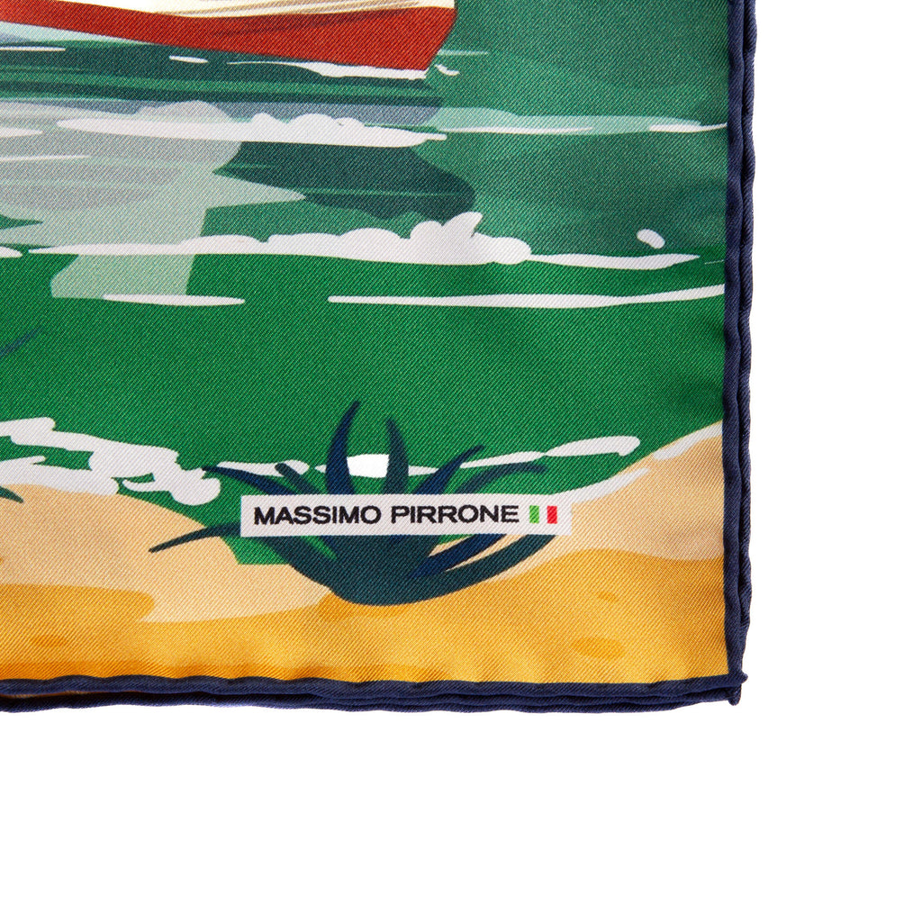 Silk Pocket Square Napoli  hand  stitched edges