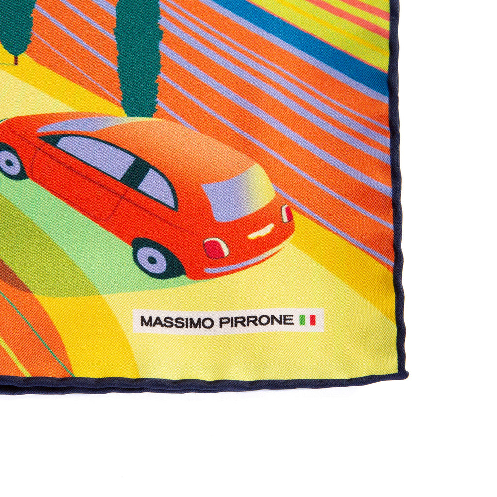 Silk Pocket Square Umbria  hand  stitched edges