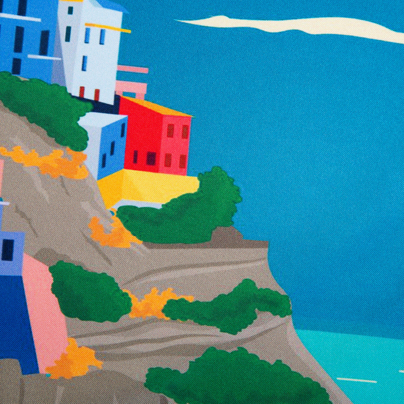 Silk Pocket Square Amalfi  hand  stitched edges