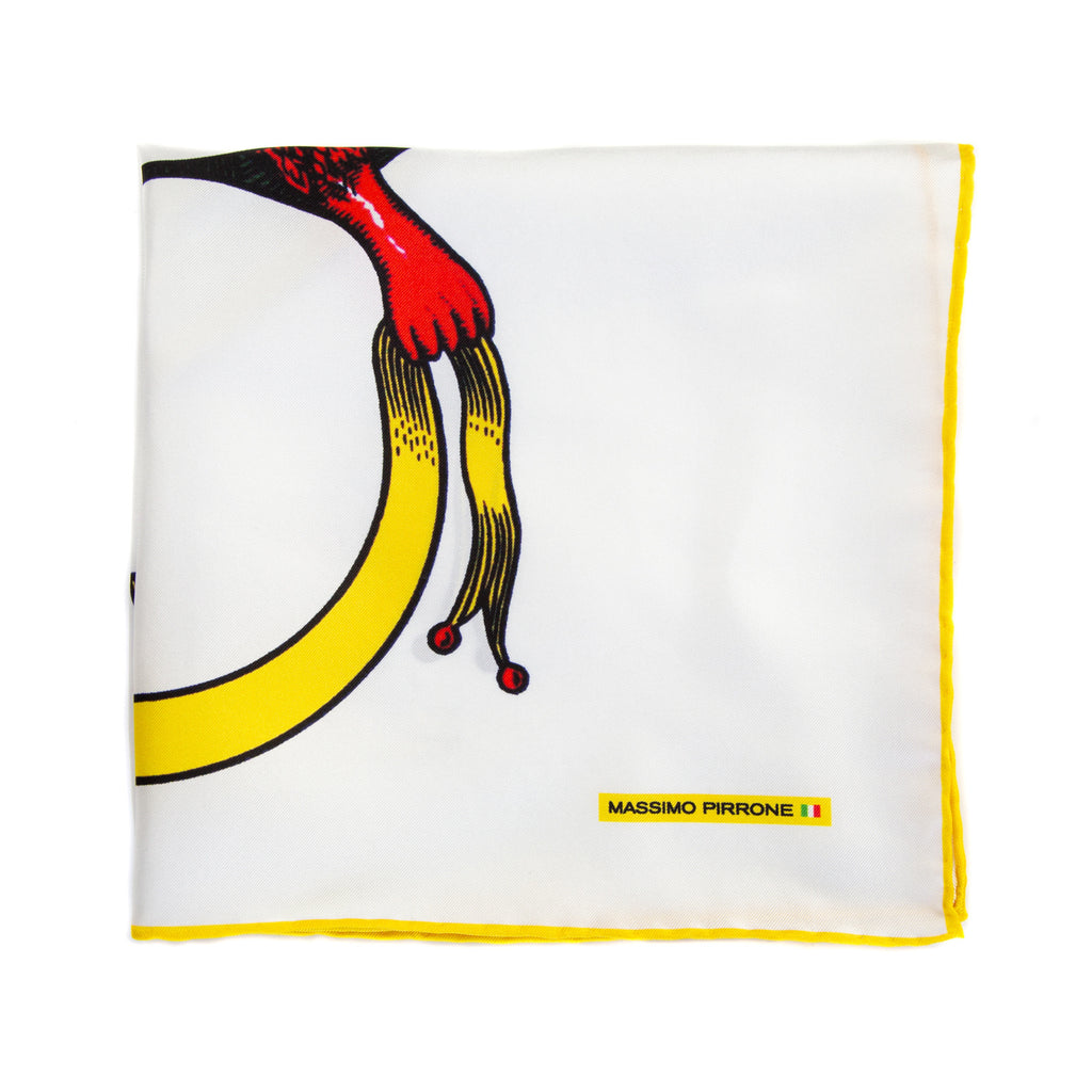 Silk Pocket Square Asso di denari  hand  stitched edges