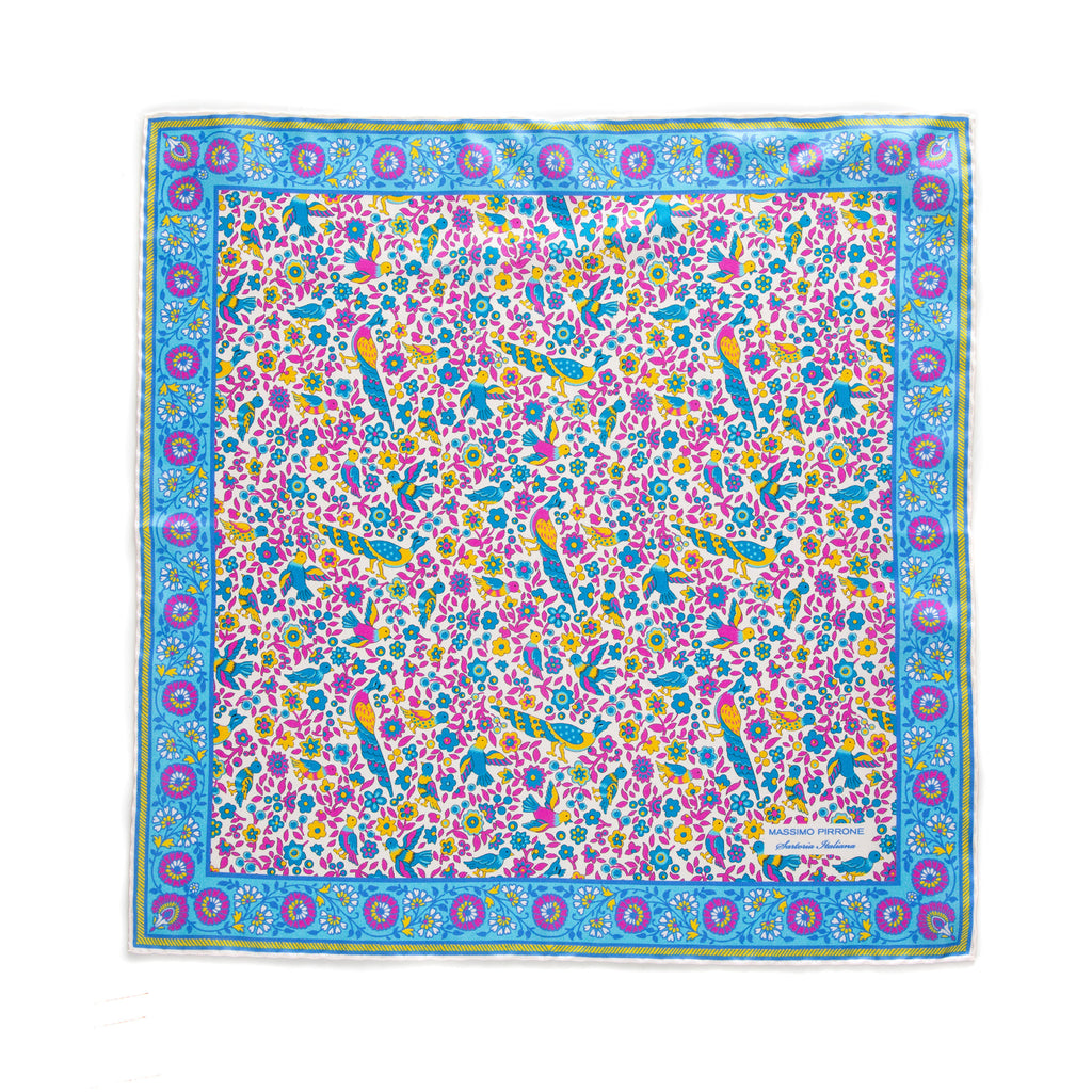 Silk Pocket Square hand  stitched edges