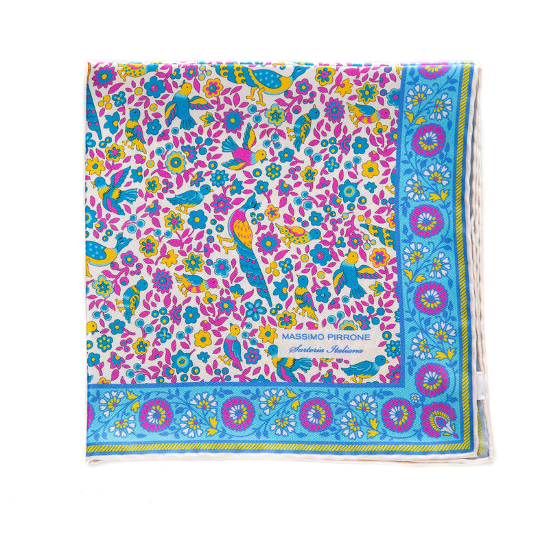 Silk Pocket Square hand  stitched edges