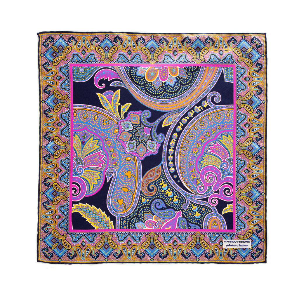 Silk Pocket Square hand  stitched edges