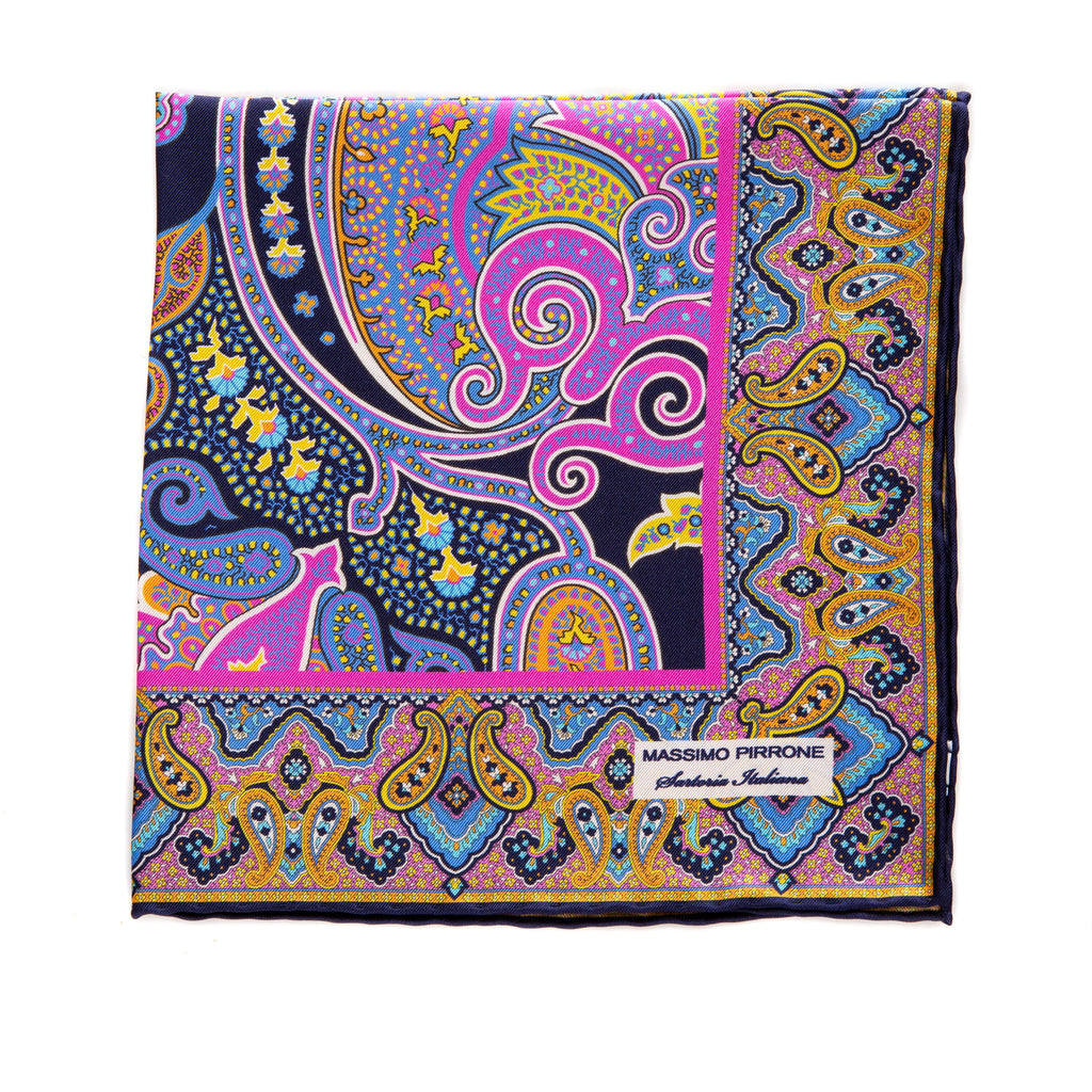 Silk Pocket Square hand  stitched edges