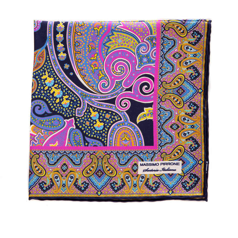 Silk Pocket Square hand  stitched edges
