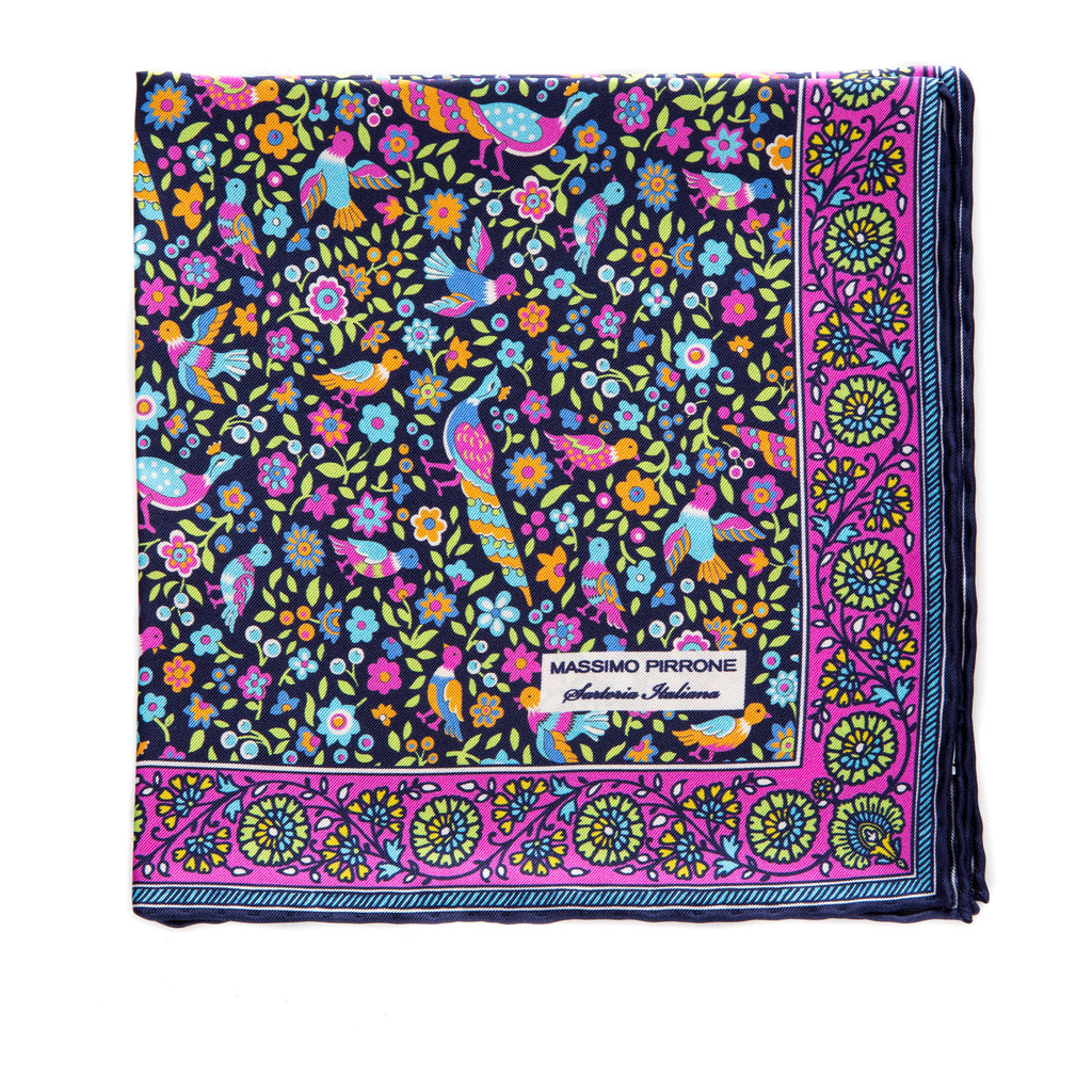 Silk Pocket Square hand  stitched edges