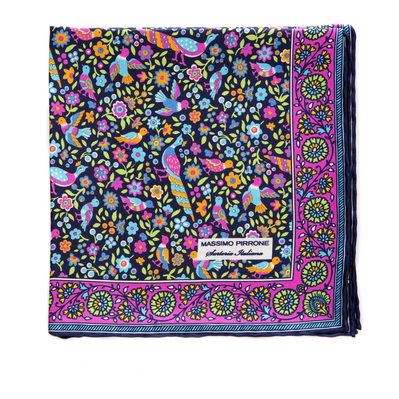 Silk Pocket Square hand  stitched edges
