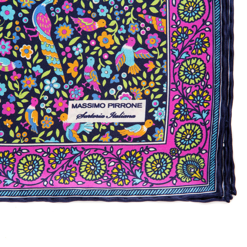 Silk Pocket Square hand  stitched edges