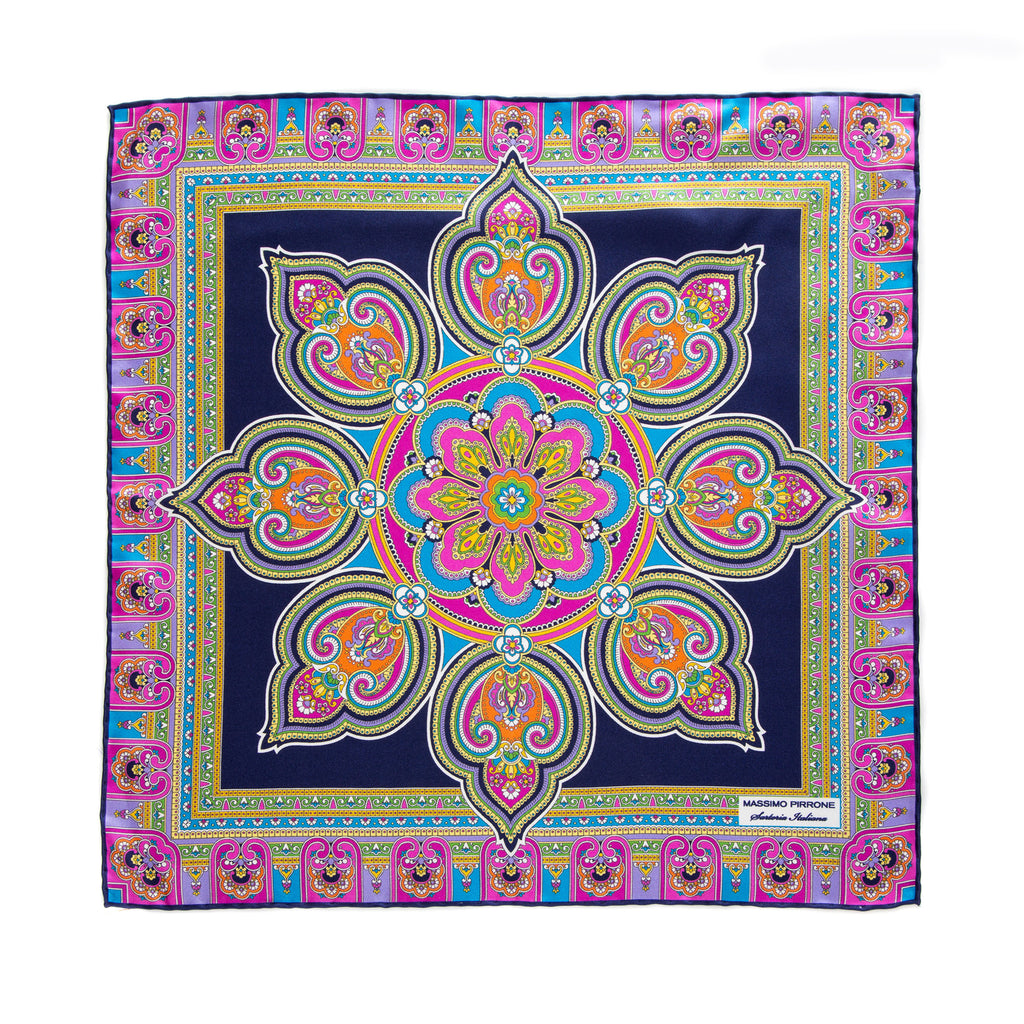 Silk Pocket Square hand  stitched edges