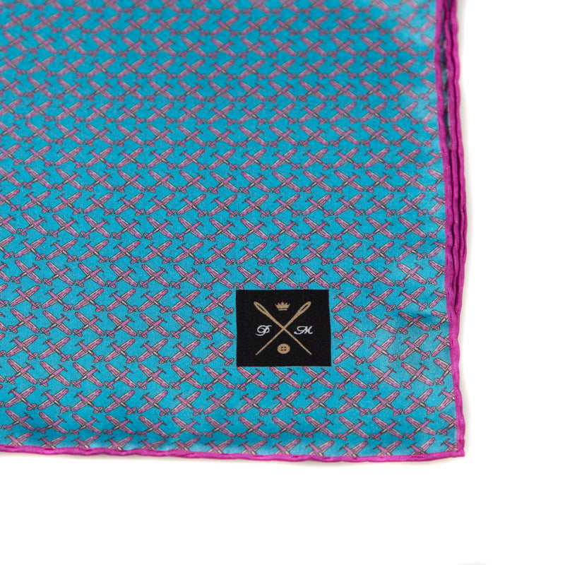 Vintage Silk Pocket Square hand  stitched edges