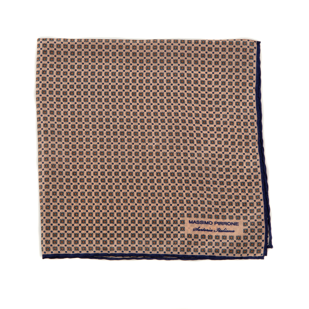 Vintage Silk Pocket Square hand  stitched edges